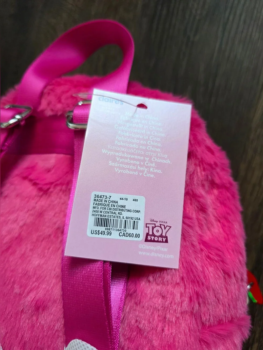 Claire's Exclusive Disney Pixar Toy Story Lotso plush mini backpack